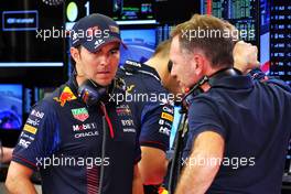 (L to R): Sergio Perez (MEX) Red Bull Racing with Christian Horner (GBR) Red Bull Racing Team Principal. 23.02.2023. Formula 1 Testing, Sakhir, Bahrain, Day One.