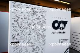 Paddock atmosphere - messages for the retiring Franz Tost (AUT) AlphaTauri Team Principal. 25.11.2023. Formula 1 World Championship, Rd 23, Abu Dhabi Grand Prix, Yas Marina Circuit, Abu Dhabi, Qualifying Day.