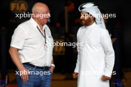 (L to R): Dieter Rencken (RSA) Motorsport Adviser to FIA President with Mohammed Bin Sulayem (UAE) FIA President. 25.11.2023. Formula 1 World Championship, Rd 23, Abu Dhabi Grand Prix, Yas Marina Circuit, Abu Dhabi, Qualifying Day.