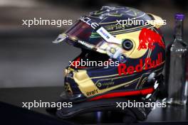 The helmet of Max Verstappen (NLD) Red Bull Racing in qualifying parc ferme. 25.11.2023. Formula 1 World Championship, Rd 23, Abu Dhabi Grand Prix, Yas Marina Circuit, Abu Dhabi, Qualifying Day.