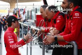 Charles Leclerc (MON) Ferrari with Diego Ioverno (ITA) Ferrari Sporting Director and Frederic Vasseur (FRA) Ferrari Team Principal. 26.11.2023. Formula 1 World Championship, Rd 23, Abu Dhabi Grand Prix, Yas Marina Circuit, Abu Dhabi, Race Day.