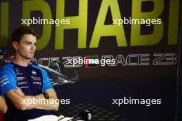 Logan Sargeant (USA) Williams Racing in the FIA Press Conference. 23.11.2023. Formula 1 World Championship, Rd 23, Abu Dhabi Grand Prix, Yas Marina Circuit, Abu Dhabi, Preparation Day.