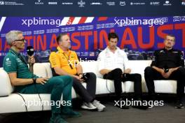 (L to R): Mike Krack (LUX) Aston Martin F1 Team, Team Principal; Zak Brown (USA) McLaren Executive Director; Toto Wolff (GER) Mercedes AMG F1 Shareholder and Executive Director; and Guenther Steiner (ITA) Haas F1 Team Prinicipal in the FIA Press Conference. 20.10.2023. Formula 1 World Championship, Rd 19, United States Grand Prix, Austin, Texas, USA, Qualifying Day