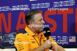 Zak Brown (USA) McLaren Executive Director in the FIA Press Conference. 20.10.2023. Formula 1 World Championship, Rd 19, United States Grand Prix, Austin, Texas, USA, Qualifying Day