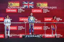 The podium (L to R): Nerea Marti (ESP) Mercantile Campos Racing, second; Jessica Edgar (GBR) Rodin Carlin, race winner; Marta Garcia (ESP) Prema Racing, third. 22.10.2023. F1 Academy, Rd 7, Race 3, Austin, Texas, USA.