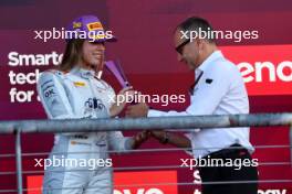 (L to R): Second placed Nerea Marti (ESP) Mercantile Campos Racing celebrates on the podium with Stefano Domenicali (ITA) Formula One President and CEO. 22.10.2023. F1 Academy, Rd 7, Race 3, Austin, Texas, USA.
