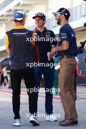 (L to R): Lando Norris (GBR) McLaren with Max Verstappen (NLD) Red Bull Racing and Daniel Ricciardo (AUS) AlphaTauri. 19.10.2023. Formula 1 World Championship, Rd 19, United States Grand Prix, Austin, Texas, USA, Preparation Day.
