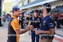 (L to R): Lando Norris (GBR) McLaren and Daniel Ricciardo (AUS) AlphaTauri. 19.10.2023. Formula 1 World Championship, Rd 19, United States Grand Prix, Austin, Texas, USA, Preparation Day.