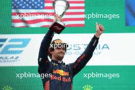 Race winner Jak Crawford (USA) Hitech Pule-Eight celebrates on the podium. 01.07.2023. FIA Formula 2 Championship, Rd 8, Sprint Race, Spielberg, Austria, Saturday.