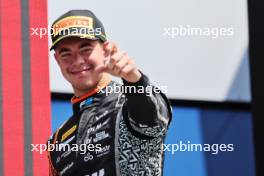 Race winner Richard Verschoor (NED) Van Amersfoort Racing celebrates on the podium. 02.07.2023. FIA Formula 2 Championship, Rd 8, Feature Race, Spielberg, Austria, Sunday.