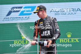 Race winner Richard Verschoor (NED) Van Amersfoort Racing celebrates on the podium. 02.07.2023. FIA Formula 2 Championship, Rd 8, Feature Race, Spielberg, Austria, Sunday.