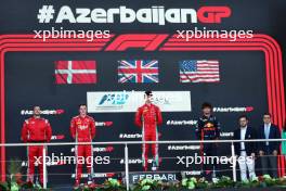 The podium (L to R): Frederik Vesti (DEN) Prema Racing, second; Oliver Bearman (GBR) Prema Racing, race winner; Jak Crawford (USA) Hitech Pule-Eight, third. 29.04.2023. FIA Formula 2 Championship, Rd 4, Sprint Race, Baku, Azerbaijan, Saturday.