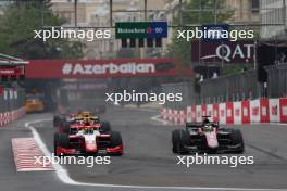 (L to R): Oliver Bearman (GBR) Prema Racing and Theo Pourchaire (FRA) ART Grand Prix battle for position. 30.04.2023. FIA Formula 2 Championship, Rd 4, Feature Race, Baku, Azerbaijan, Sunday.