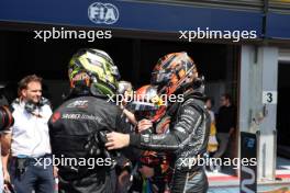 (L to R): third placed Theo Pourchaire (FRA) ART Grand Prix in parc ferme with second placed Richard Verschoor (NED) Van Amersfoort Racing. 29.07.2023. Formula 2 Championship, Rd 11, Sprint Race, Spa-Francorchamps, Belgium, Saturday.