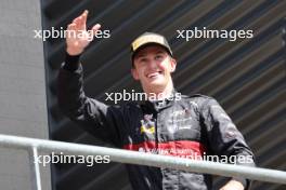 Third placed Theo Pourchaire (FRA) ART Grand Prix on the podium. 29.07.2023. Formula 2 Championship, Rd 11, Sprint Race, Spa-Francorchamps, Belgium, Saturday.