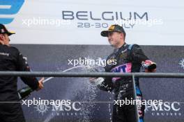 Race winner Jack Doohan (AUS) Virtuosi Racing celebrates on the podium. 30.07.2023. Formula 2 Championship, Rd 11, Feature Race, Spa-Francorchamps, Belgium, Sunday.