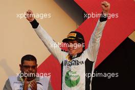 Race winner Ralph Boschung (SUI) Campos Racing celebrates on the podium. 04.03.2023. FIA Formula 2 Championship, Rd 1, Sprint Race, Sakhir, Bahrain, Saturday.