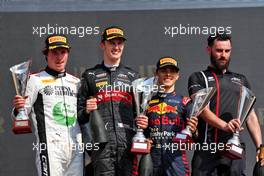 The podium (L to R): Ralph Boschung (SUI) Campos Racing, second; Theo Pourchaire (FRA) Alfa Romeo F1 Team C39 Reserve Driver, race winner; Zane Maloney (BRB) Rodin Carlin, third. 05.03.2023. FIA Formula 2 Championship, Rd 1, Feature Race, Sakhir, Bahrain, Sunday.