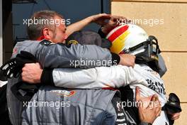 Ralph Boschung (SUI) Campos Racing celebrates his second position in parc ferme. 05.03.2023. FIA Formula 2 Championship, Rd 1, Feature Race, Sakhir, Bahrain, Sunday.
