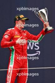 Race winner Frederik Vesti (DEN) Prema Racing celebrates on the podium. 03.06.2023. FIA Formula 2 Championship, Rd 7, Sprint Race, Barcelona, Spain, Saturday.