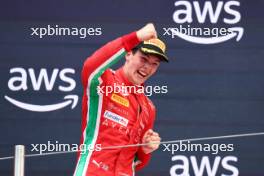 Race winner Oliver Bearman (GBR) Prema Racing celebrates on the podium. 04.06.2023. FIA Formula 2 Championship, Rd 7, Feature Race, Barcelona, Spain, Sunday.