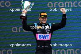 Race winner Victor Martins (FRA) ART Grand Prix celebrates on the podium. 09.07.2023. FIA Formula 2 Championship, Rd 9, Feature Race, Silverstone, England, Sunday.