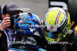 (L to R): Race winner Victor Martins (FRA) ART Grand Prix celebrates in parc ferme with third placed Theo Pourchaire (FRA) ART Grand Prix. 09.07.2023. FIA Formula 2 Championship, Rd 9, Feature Race, Silverstone, England, Sunday.