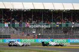 Kush Maini (IND) Campos Racing and Ralph Boschung (SUI) Campos Racing out of the race. 09.07.2023. FIA Formula 2 Championship, Rd 9, Feature Race, Silverstone, England, Sunday.