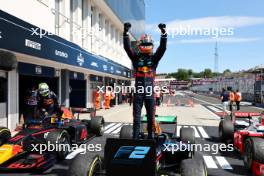 Race winner Dennis Hauger (DEN) MP Motorsport celebrates in parc ferme. 22.07.2023. FIA Formula 2 Championship, Rd 10, Budapest, Hungary, Sprint Race, Saturday.