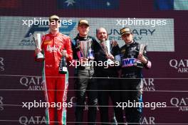 The podium (L to R): Frederik Vesti (DEN) Mercedes AMG F1 W13 Test Driver, second; Jack Doohan (AUS) Virtuosi Racing, race winner; Victor Martins (FRA) ART Grand Prix, third. 23.07.2023. FIA Formula 2 Championship, Rd 10, Budapest, Hungary, Feature Race, Sunday.