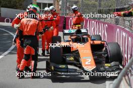 Jehan Daruvala (IND) MP Motorsport crashed during qualifying. 26.05.2023. FIA Formula 2 Championship, Rd 6, Qualifying Day, Monte Carlo, Monaco, Friday.