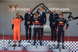 The podium (L to R): Jehan Daruvala (IND) MP Motorsport, second; Ayumu Iwasa (JPN) Dams, race winner; Jak Crawford (USA) Hitech Pule-Eight, third. 27.05.2023. FIA Formula 2 Championship, Rd 6, Monte Carlo, Monaco, Sprint Race, Saturday.