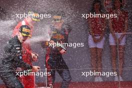 Theo Pourchaire (FRA) ART Grand Prix celebrates his second position on the podium. 28.05.2023. FIA Formula 2 Championship, Rd 6, Monte Carlo, Monaco, Feature Race, Sunday.