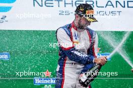 Race winner Clement Novalak (FRA) Trident celebrates on the podium. 27.08.2023. FIA Formula 2 Championship, Rd 12, Feature Race, Zandvoort, Netherlands, Sunday.