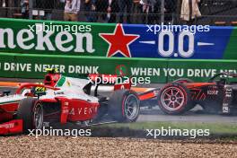 Oliver Bearman (GBR) Prema Racing is hit by Juan Manuel Correa (USA) Van Amersfoort Racing. 27.08.2023. FIA Formula 2 Championship, Rd 12, Feature Race, Zandvoort, Netherlands, Sunday.