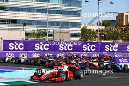 Oliver Bearman (GBR) Prema Racing leads at the start of the race. 19.03.2023. FIA Formula 2 Championship, Rd 2, Feature Race, Jeddah, Saudi Arabia, Sunday.