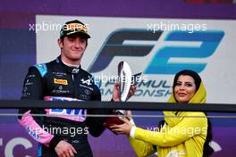 Jack Doohan (AUS) Virtuosi Racing celebrates his second position on the podium. 19.03.2023. FIA Formula 2 Championship, Rd 2, Feature Race, Jeddah, Saudi Arabia, Sunday.