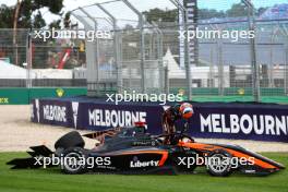 Tommy Smith (AUS) Van Amersfoort Racing crashed out of the race. 01.04.2023. FIA Formula 3 Championship, Rd 2, Sprint Race, Melbourne, Australia, Saturday.