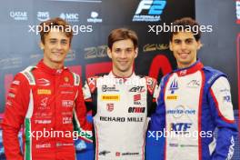 Qualifying top three (L to R): Dino Beganovic (SWE) Prema Racing; Gregoire Saucy (SUI) ART Grand Prix; Gabriel Bortoleto (BRA) Trident. 30.06.2023. FIA Formula 3 Championship, Rd 6, Spielberg, Austria, Friday.