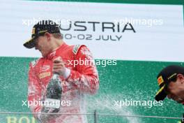 Race winner Paul Aron (EST) Prema Racing on the podium. 01.07.2023. FIA Formula 3 Championship, Rd 6, Sprint Race, Spielberg, Austria, Saturday.