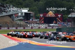 Kaylen Frederick (USA) ART Grand Prix spins at the start of the race. 29.07.2023. Formula 3 Championship, Rd 9, Sprint Race, Spa-Francorchamps, Belgium, Saturday.