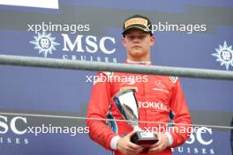 Third placed Paul Aron (EST) Prema Racing on the podium. 29.07.2023. Formula 3 Championship, Rd 9, Sprint Race, Spa-Francorchamps, Belgium, Saturday.
