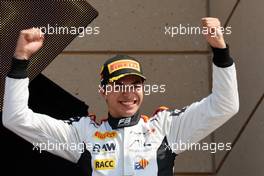 Race winner Josep Maria Marti (ESP) Campos Racing celebrates on the podium. 04.03.2023. FIA Formula 3 Championship, Rd 1, Sprint Race, Sakhir, Bahrain, Saturday.