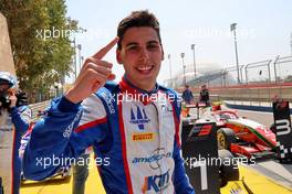 Race winner Gabriel Bortoleto (BRA) Trident celebrates in parc ferme. 05.03.2023. FIA Formula 3 Championship, Rd 1, Feature Race, Sakhir, Bahrain, Sunday.