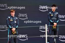 (L to R): second placed Luke Browning (GBR) Hitech Pulse-Eight and race winner Zak O'Sullivan (GBR) Prema Racing on the podium. 03.06.2023. FIA Formula 3 Championship, Rd 5, Sprint Race, Barcelona, Spain, Saturday.