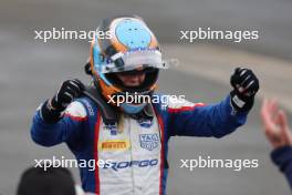 Race winner Oliver Goethe (GER) Trident celebrates in parc ferme. 09.07.2023. FIA Formula 3 Championship, Rd 7, Feature Race, Silverstone, England, Sunday.