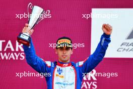 Gabriel Bortoleto (BRA) Trident celebrates his second position on the podium. 22.07.2023. FIA Formula 3 Championship, Rd 8, Sprint Race, Budapest, Hungary, Saturday.