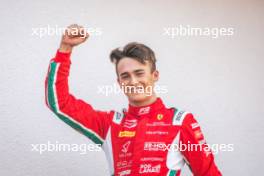Dino Beganovic (SWE) Prema Racing celebrates his second position on the podium. 23.07.2023. FIA Formula 3 Championship, Rd 8, Feature Race, Budapest, Hungary, Sunday.