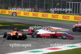 Paul Aron (EST) Prema Racing and Jonny Edgar (GBR) MP Motorsport out at the start of the race. 02.09.2023. Formula 3 Championship, Rd 10, Sprint Race, Monza, Italy, Saturday.