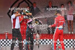 The podium (L to R): Dino Beganovic (SWE) Prema Racing, second; Gabriele Mini (ITA) Hitech Pulse-Eight, race winner; Paul Aron (EST) Prema Racing, third. 28.05.2023. FIA Formula 3 Championship, Rd 4, Monte Carlo, Monaco, Sunday.